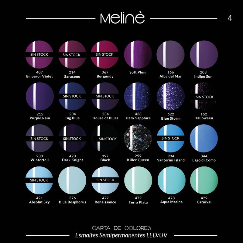 Combo 4 Esmaltes Semipermanentes Gel Uv/led Meliné