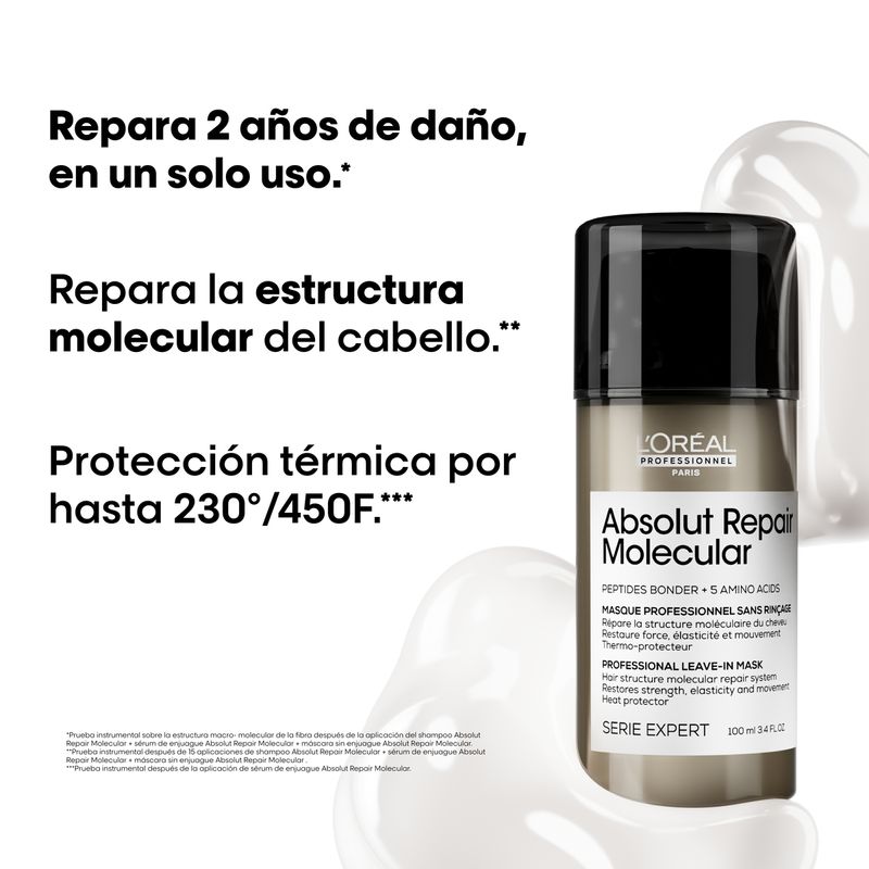 Kit Shampoo + Máscara + Crema De Peinar Absolut Repair Molecular Serie Expert L'Oréal Professionnel