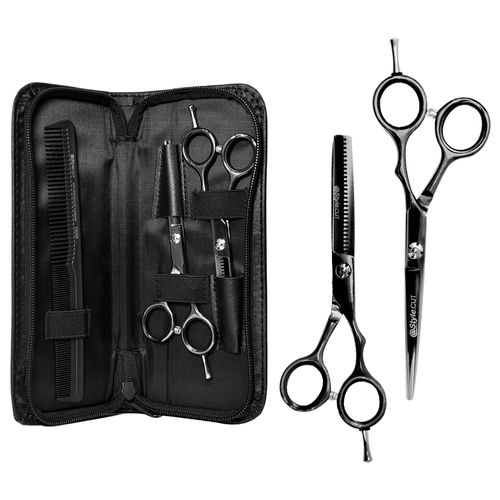 Kit Tijeras de Corte + Pulir Color Negro @StyleCut