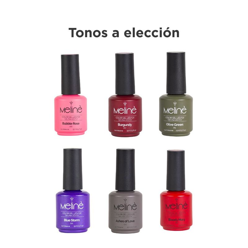 6 Esmaltes Semipermanentes Meline + Torno Student Drill + Repujador de cutículas doble E-K