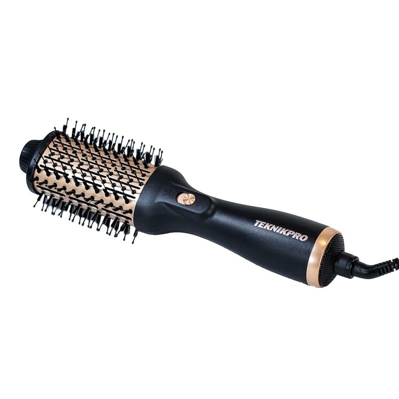 Combo Cepillo Secador Voluminizador + Plancha de Pelo Profesional | Teknikpro Brush & Dry + Grand Color