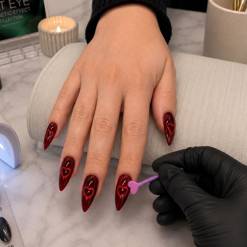 IMAN UÑAS X12 CAT EYE NAIL ART CORAZON
