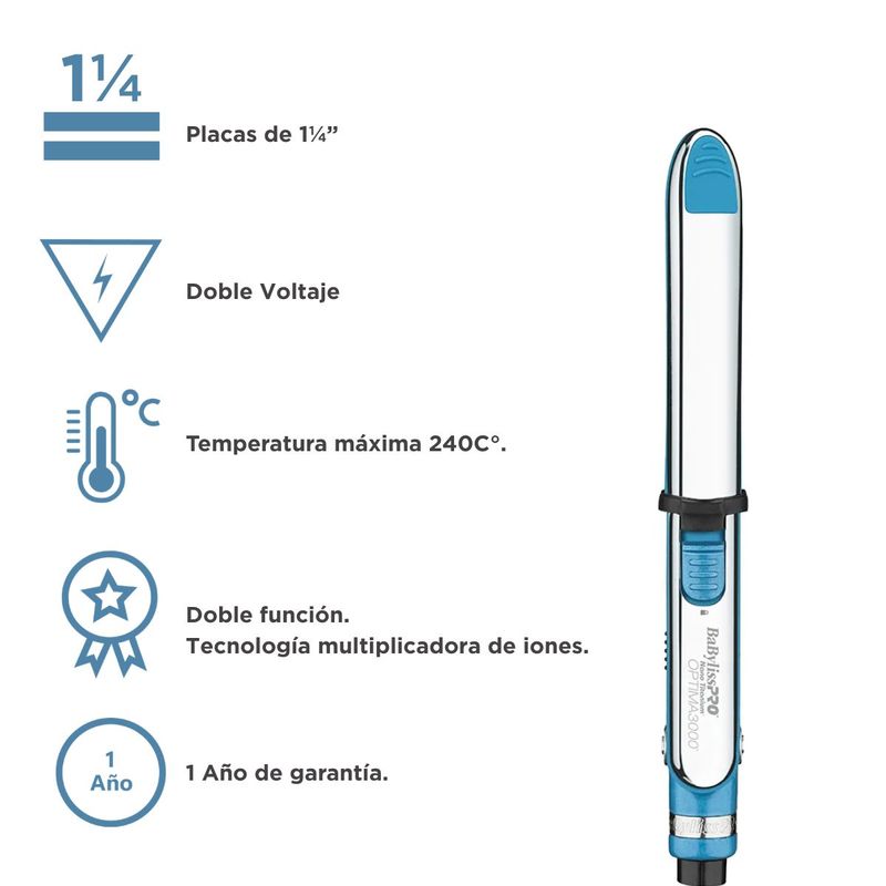 PLANCHA OPTIMA 3000 doble voltaje BABYLISS