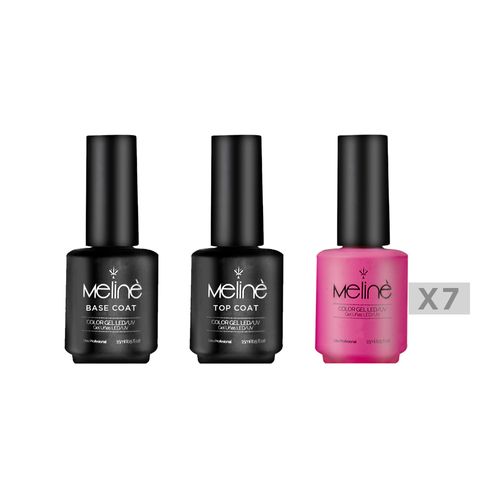 Kit 7x Esmaltes Semipermanentes Meliné + Base y Top