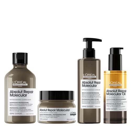 Combo Shampoo + Tratamiento + Sérum + Óleo Bifásico Absolut Repair Molecular | SERIE EXPERT | L’Oréal Professionnel