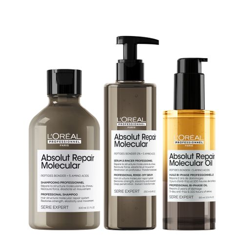 Combo Shampoo + Sérum + Óleo Bifásico Absolut Repair Molecular | SERIE EXPERT | L’Oréal Professionnel
