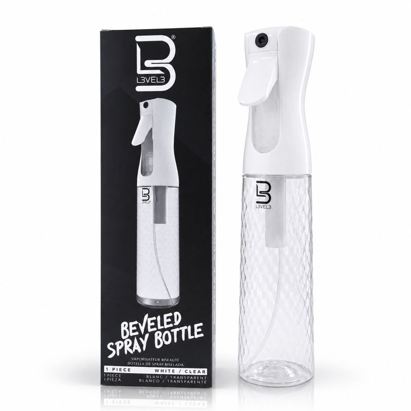 SPRAY BOTTLE BEVELED WHITE/CLEAR LEVEL 3