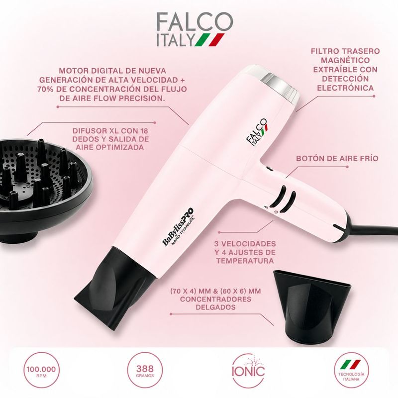 SECADOR FALCO ITALY PINK BABYLISS