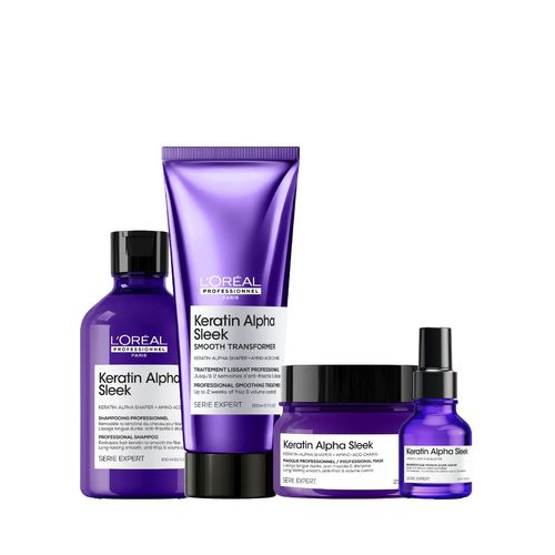 Kit Shampoo + Tratamiento + Máscara + Sérum Keratin Alpha Sleek | Serie Expert | L'Oréal Professionnel